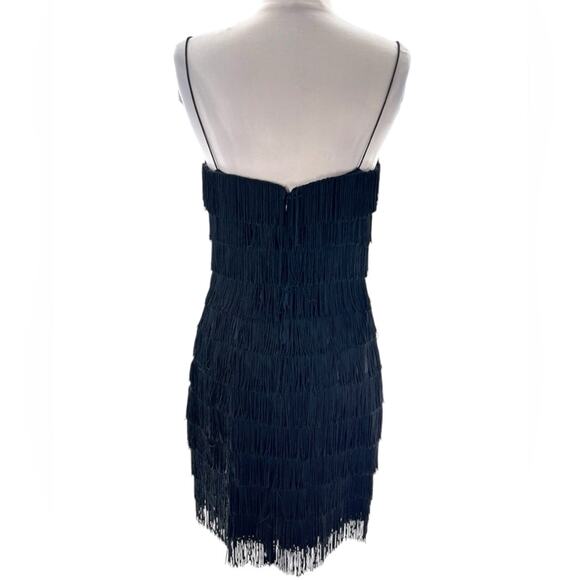 Vintage JS collection fringe dress black sz 8 flapper - Picture 2 of 6